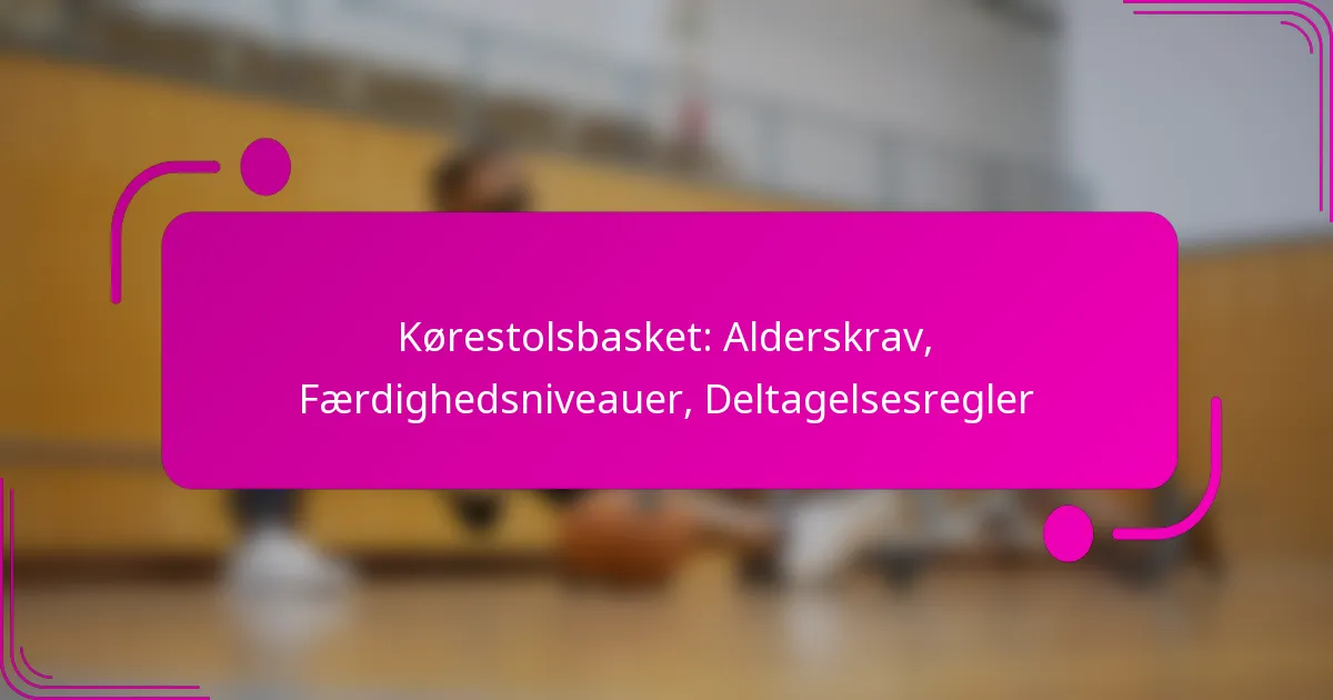 Kørestolsbasket: Alderskrav, Færdighedsniveauer, Deltagelsesregler