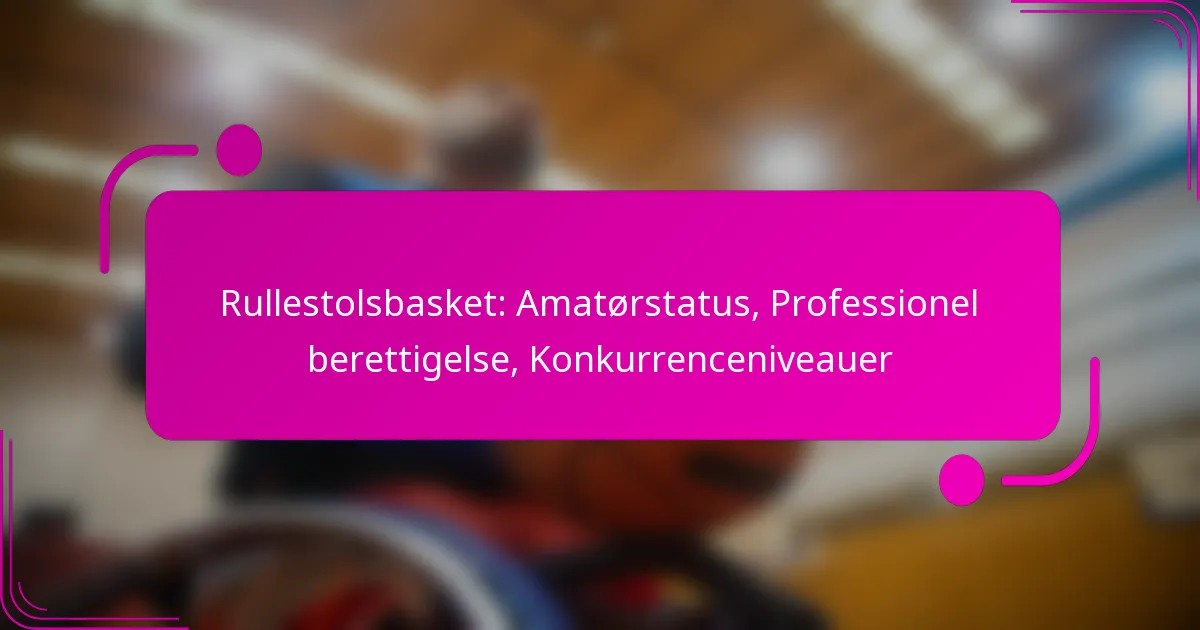 Rullestolsbasket: Amatørstatus, Professionel berettigelse, Konkurrenceniveauer