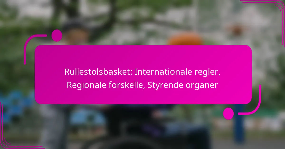 Rullestolsbasket: Internationale regler, Regionale forskelle, Styrende organer