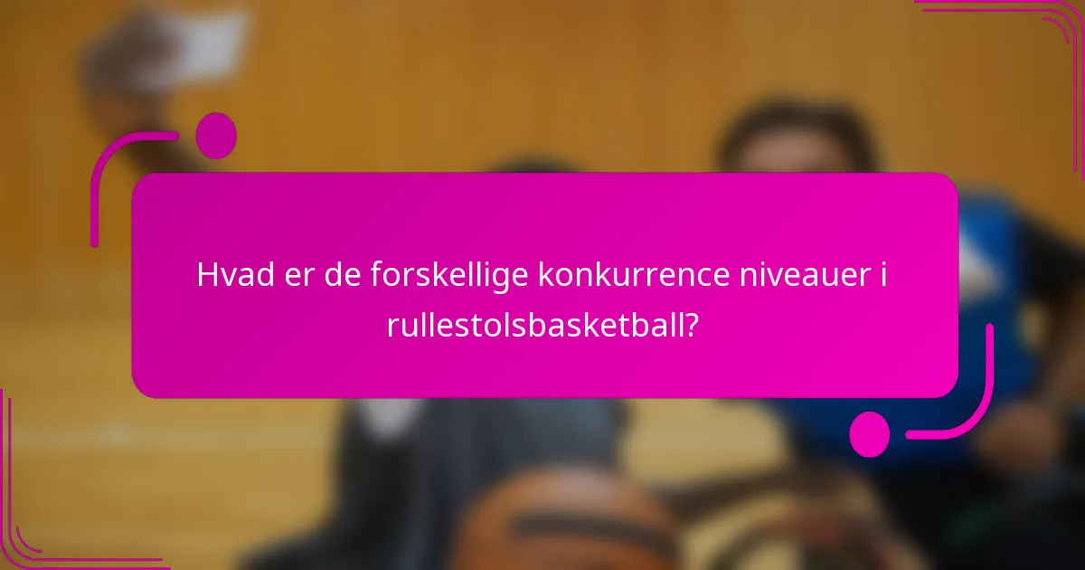 Hvad er de forskellige konkurrence niveauer i rullestolsbasketball?