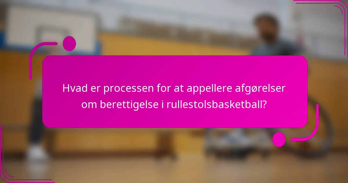 Hvad er processen for at appellere afgørelser om berettigelse i rullestolsbasketball?
