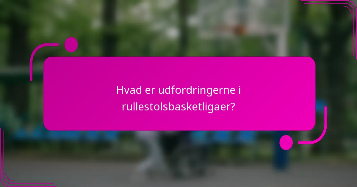 Hvad er udfordringerne i rullestolsbasketligaer?
