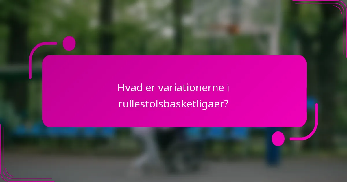 Hvad er variationerne i rullestolsbasketligaer?