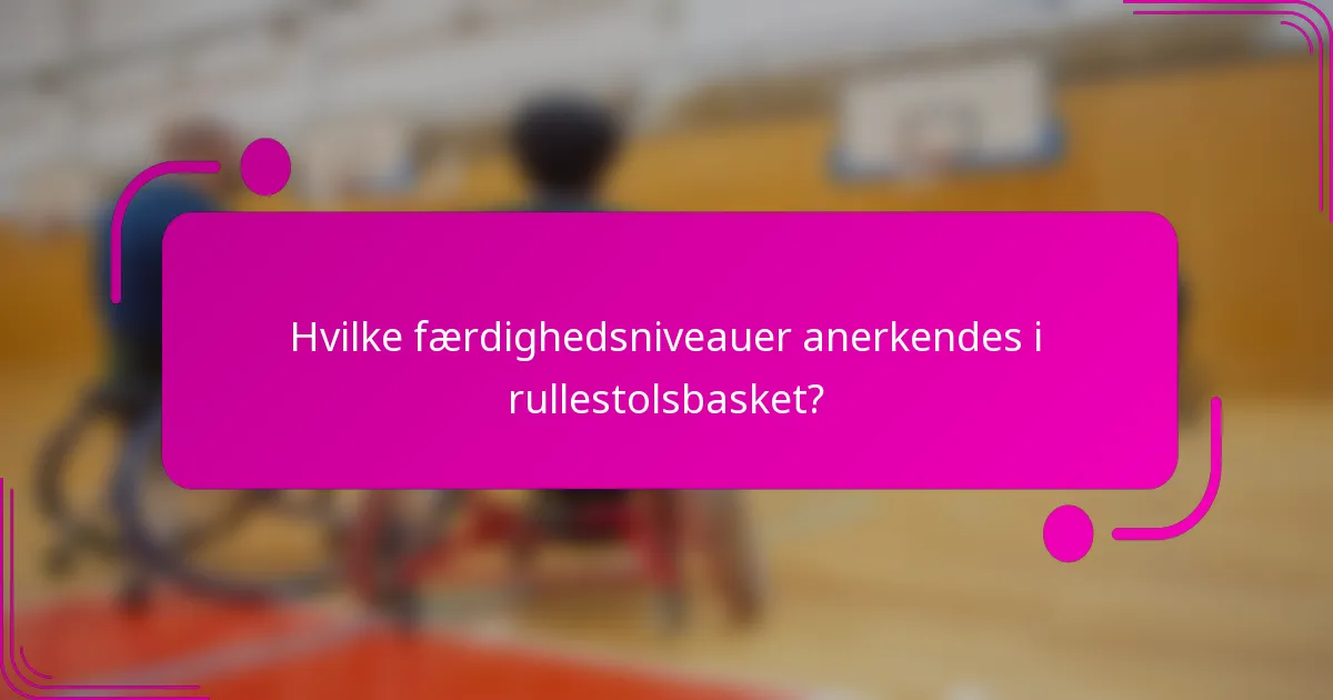 Hvilke færdighedsniveauer anerkendes i rullestolsbasket?