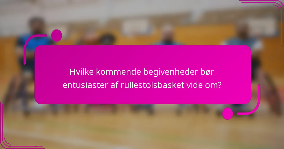 Hvilke kommende begivenheder bør entusiaster af rullestolsbasket vide om?