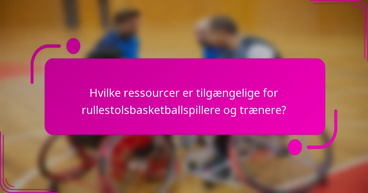 Hvilke ressourcer er tilgængelige for rullestolsbasketballspillere og trænere?