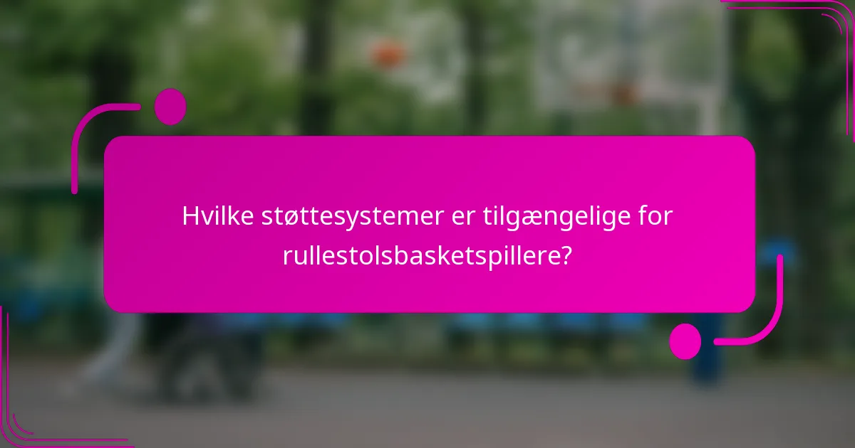 Hvilke støttesystemer er tilgængelige for rullestolsbasketspillere?