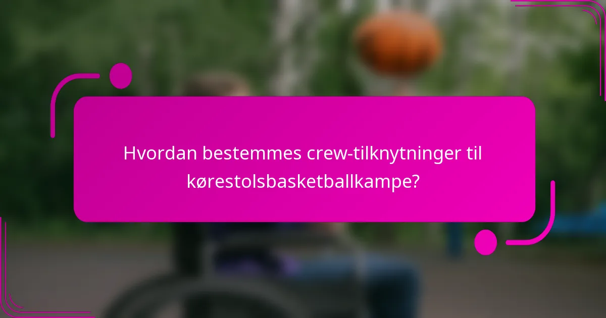 Hvordan bestemmes crew-tilknytninger til kørestolsbasketballkampe?
