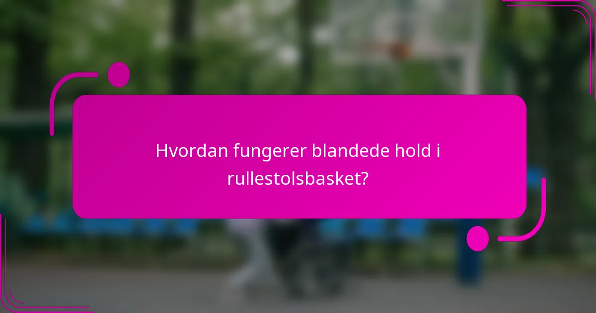 Hvordan fungerer blandede hold i rullestolsbasket?