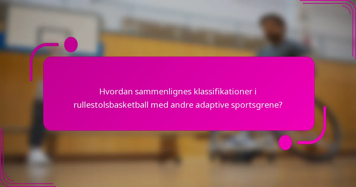 Hvordan sammenlignes klassifikationer i rullestolsbasketball med andre adaptive sportsgrene?